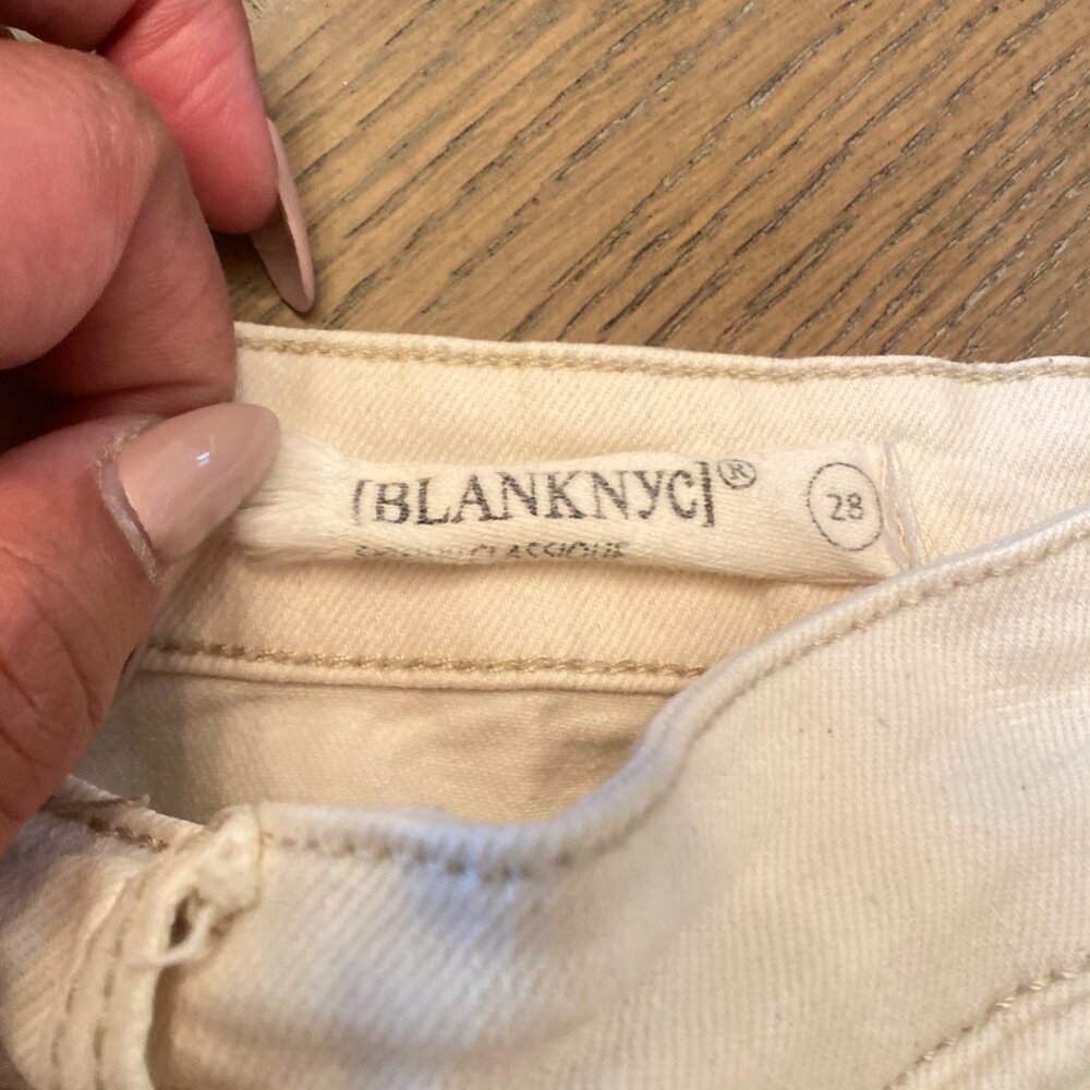 Blank NYC Ivory High-Waisted Lace-Up Skinny Jeans, Size 28 - Picture 6 of 13